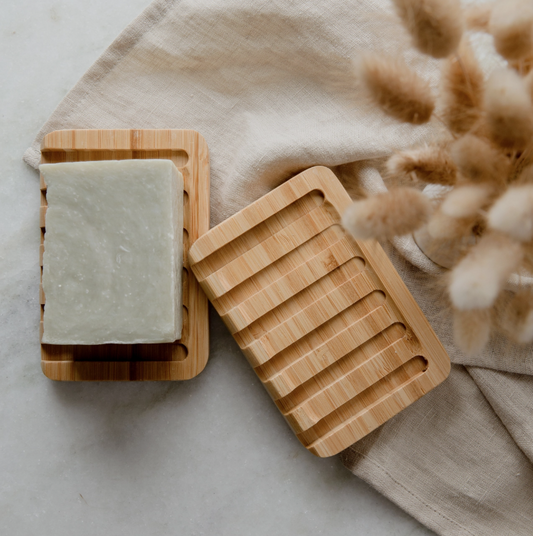 Ribbed Bamboo Soap Dish